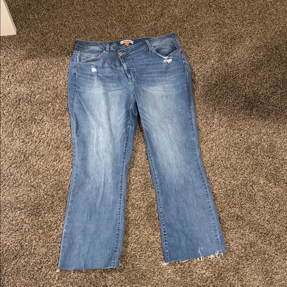 ARULA Blue Straight Leg Jeans